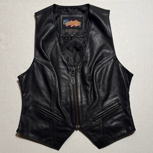 EASY RIDERS Black‎ Genuine Leather Vest Zipper Closure Made in India Size MD